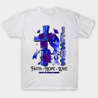 Restless Legs Syndrome Awareness - Jesus Cross ribbon Faith T-Shirt